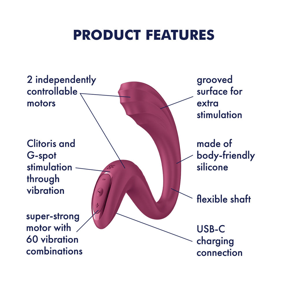 Satisfyer G For Goddess 3 - Wine  - Wine  16 cm USB-C Rechargeable Vibrator with Clit Stim