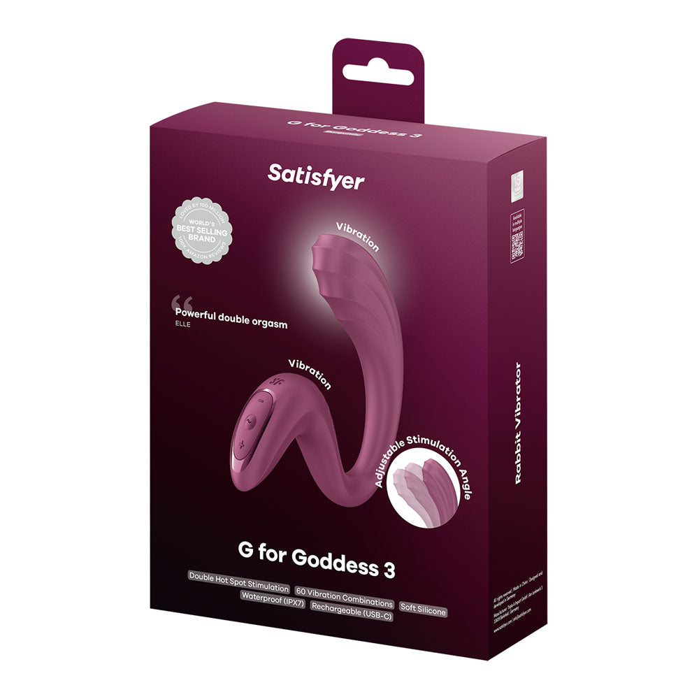 Satisfyer G For Goddess 3 - Wine  - Wine  16 cm USB-C Rechargeable Vibrator with Clit Stim
