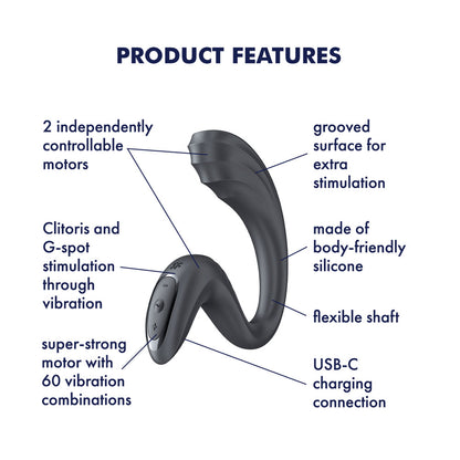 Satisfyer G For Goddess 3 - Grey - Grey 16 cm USB-C Rechargeable Vibrator with Clit Stim