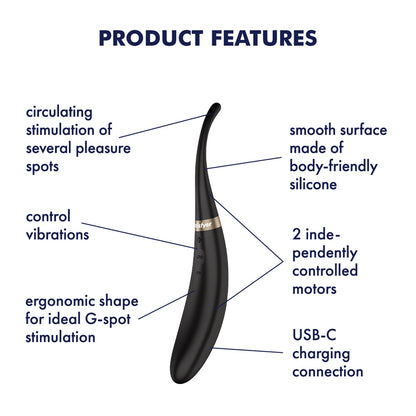 Satisfyer Tip Tease -  -  USB Rechargeable Vibrator with Twirling Tip