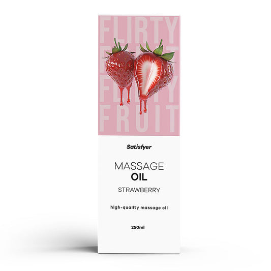 Satisfyer Massage Oil 250 ml Strawberry - Strawberry Scented Massage Oil - 250 ml Bottle