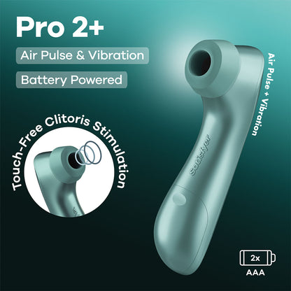 Satisfyer Pro 2+ Battery Series - Mint  Air Pulse Clitoral Stimulator with Vibration