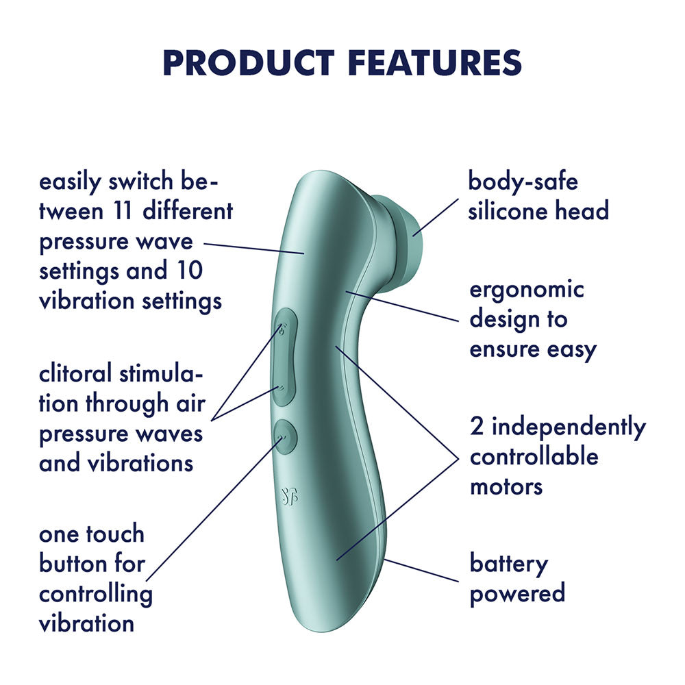 Satisfyer Pro 2+ Battery Series - Mint  Air Pulse Clitoral Stimulator with Vibration