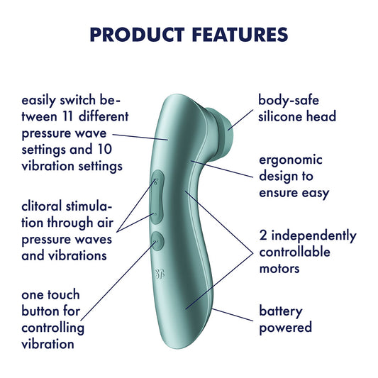 Satisfyer Pro 2+ Battery Series - Mint  Air Pulse Clitoral Stimulator with Vibration