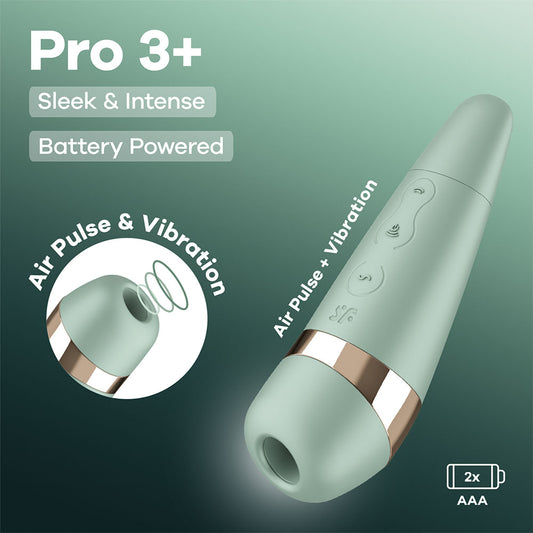 Satisfyer Pro 3+ Battery Series - Mint - Mint  Air Pulse Clitoral Stimulator with Vibration
