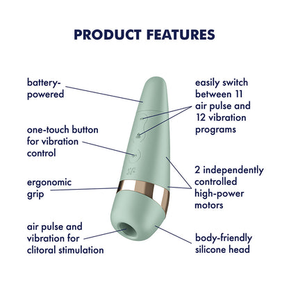 Satisfyer Pro 3+ Battery Series - Mint - Mint  Air Pulse Clitoral Stimulator with Vibration