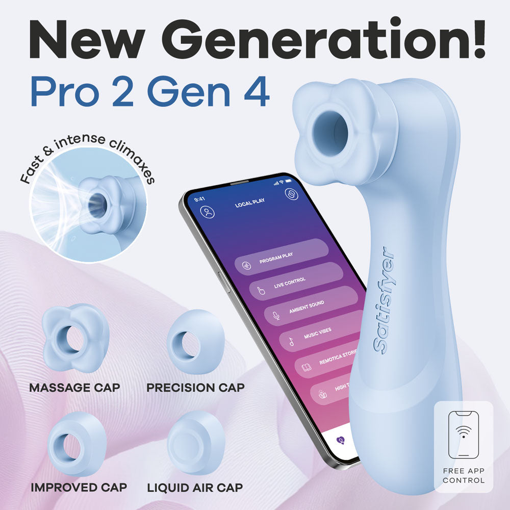 Satisfyer Pro 2 Generation 4 - Serene  -  Touch-Free USB-C Rechargeable Clitoral Stimulator with App Control