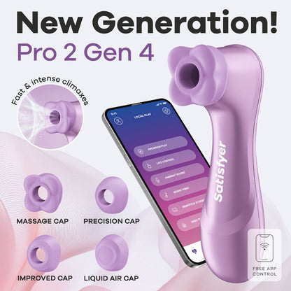 Satisfyer Pro 2 Generation 4 - Amethyst - Amethyst Touch-Free USB-C Rechargeable Clitoral Stimulator with App Control