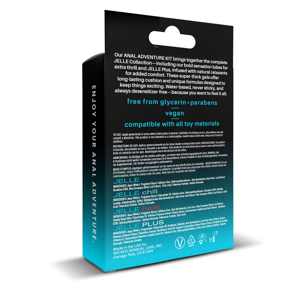 Wicked ANAL ADVENTURE KIT - Mixed Jelle Anal Lubricants 30 ml Bottles - 4 Pack