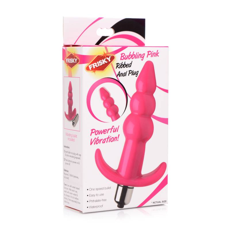 Frisky Ribbed Vibrating Butt Plug -  10.9 cm Vibrating Butt Plug