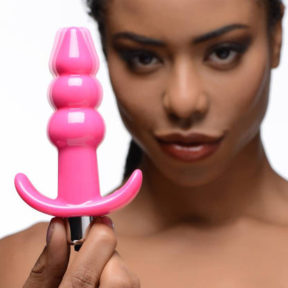 Frisky Ribbed Vibrating Butt Plug -  10.9 cm Vibrating Butt Plug