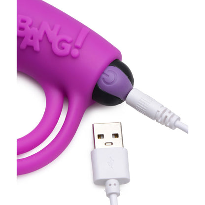 Bang! Silicone Cock Ring & Bullet -  USB Rechargeable Vibrating Cock Ring with Wireless Remote