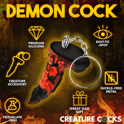 Creature Cocks Fire Demon Keychain - Novelty Fantasy Dildo Keyring