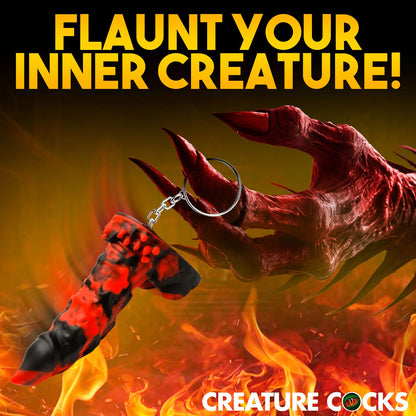 Creature Cocks Fire Demon Keychain - Novelty Fantasy Dildo Keyring