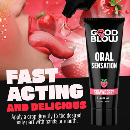 Good Blow Oral Sensation Gel - Strawberry - Strawberry Flavoured Oral Sex Gel - 44 ml Tube