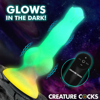 Creature Cocks Astro Cock - Glow In Dark 20.6 cm Vibrating Fantasy Dildo with Remote