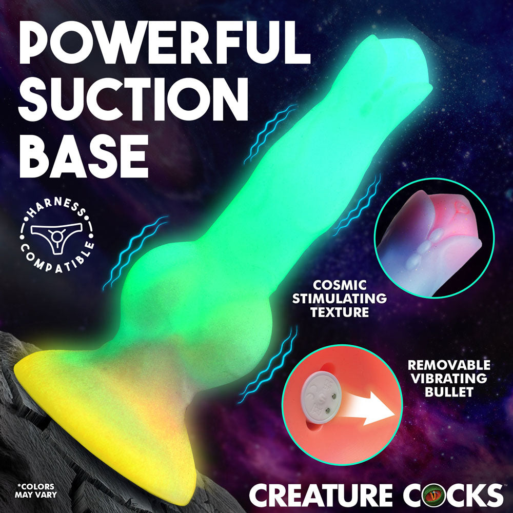 Creature Cocks Astro Cock - Glow In Dark 20.6 cm Vibrating Fantasy Dildo with Remote