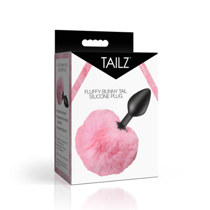 Tailz Fluffy Bunny Tail Silicone Plug -  - Black Butt Plug with  Bunny Tail