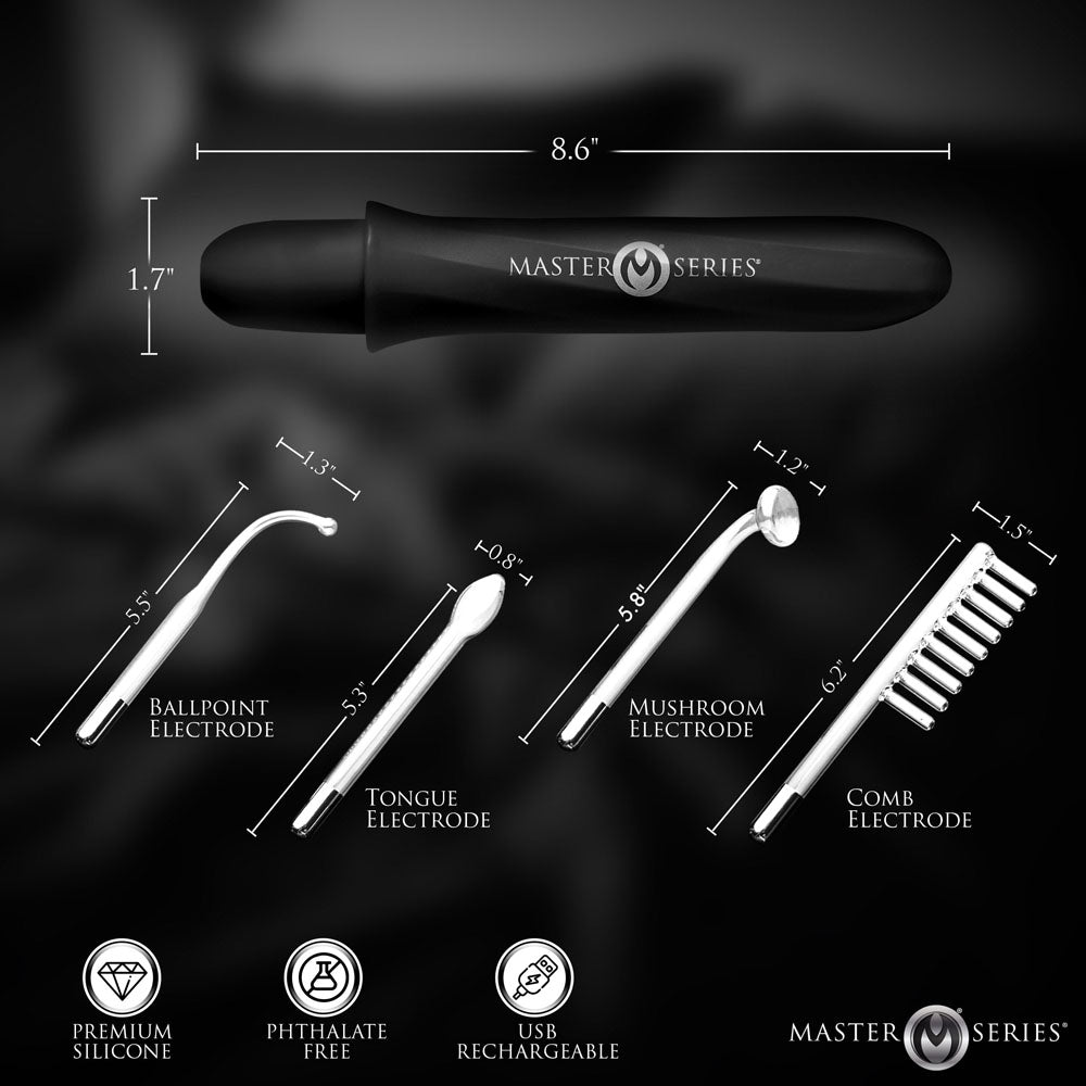Master Series Electrawand -  Rechargeable E-Stim Violet Wand with Attachments