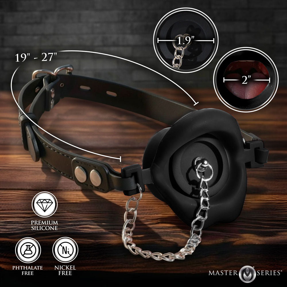 Master Series Plugged -  Lips Silicone Feeding Mouth Gag