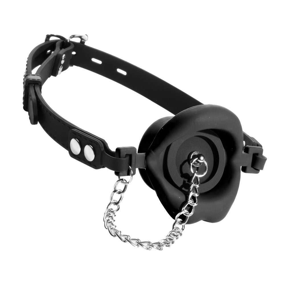 Master Series Plugged -  Lips Silicone Feeding Mouth Gag