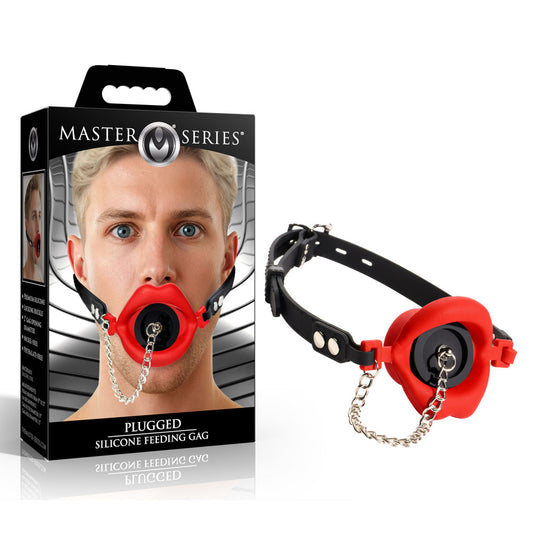 Master Series Plugged -  Lips Silicone Feeding Mouth Gag