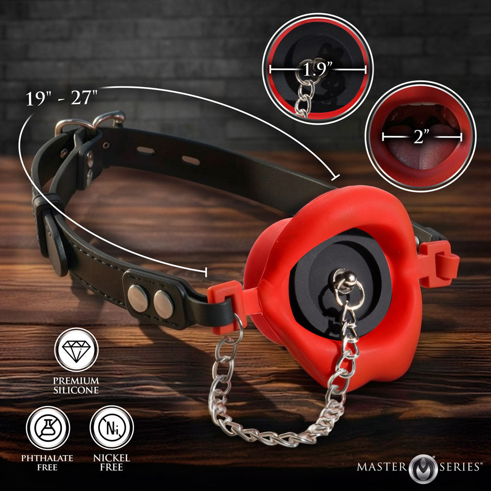 Master Series Plugged -  Lips Silicone Feeding Mouth Gag