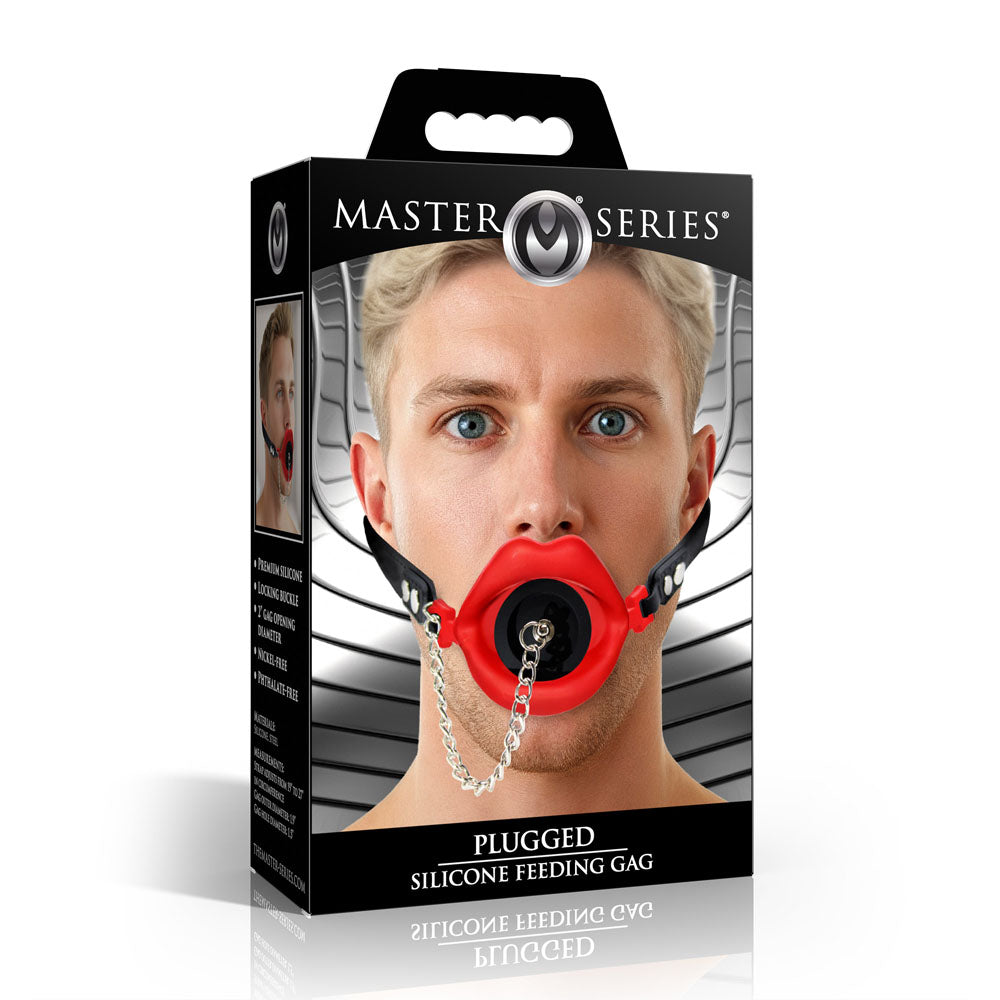 Master Series Plugged -  Lips Silicone Feeding Mouth Gag
