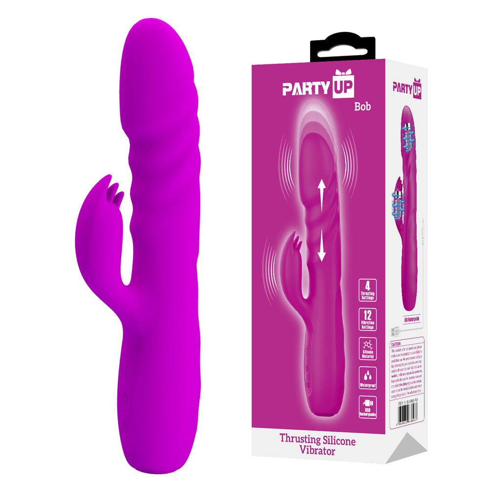 Party Up BOB Thrusting Vibe -  -  25 cm USB Rechargeable Thrusting Rabbit Vibrator