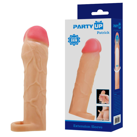 Party Up PATRICK 2 Inch Extender Sleeve -  2 Inch Penis Extender Sleeve with Ball Strap
