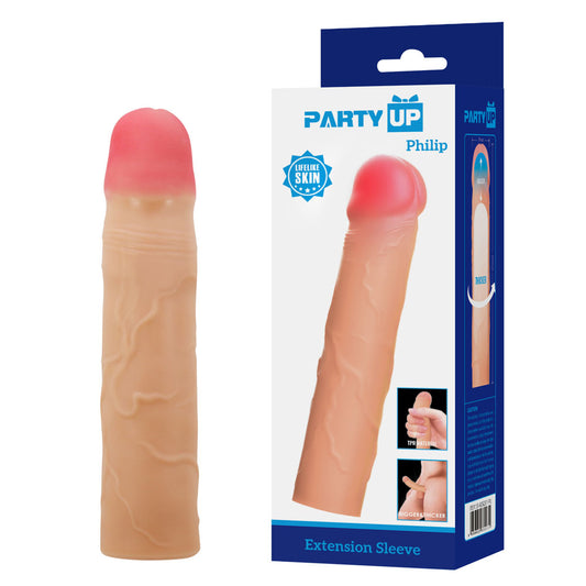 Party Up PHILIP 3 Inch Extender Sleeve -  3 Inch Penis Extender Sleeve