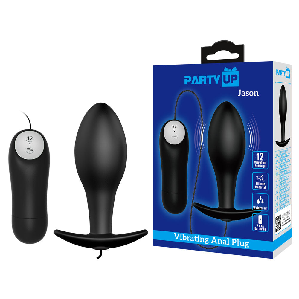 Party Up JASON Vibrating Anal Plug -  8.5 cm Vibrating Butt Plug with Remote