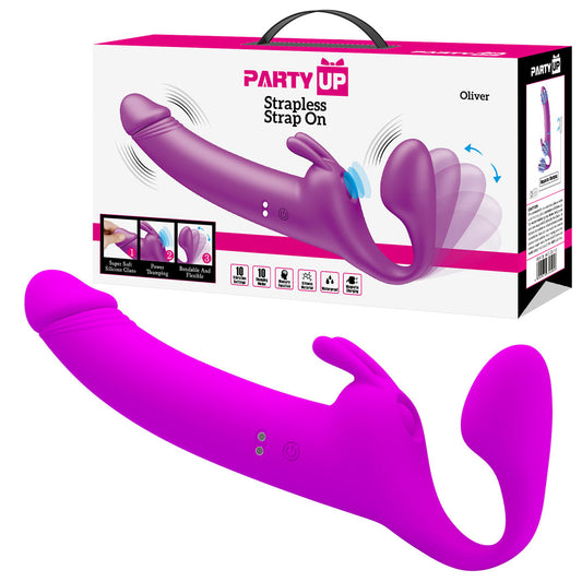 Party Up OLIVER Strapless Strap-On -  28.3 cm USB Rechargeable Strapless Strap-On