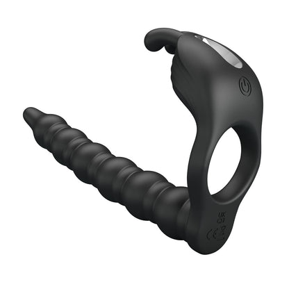Party Up MARCUS Ring & Anal Plug -  USB Rechargeable Vibrating Cock Ring with Double Penetrator