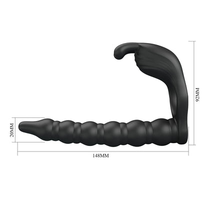 Party Up MARCUS Ring & Anal Plug -  USB Rechargeable Vibrating Cock Ring with Double Penetrator