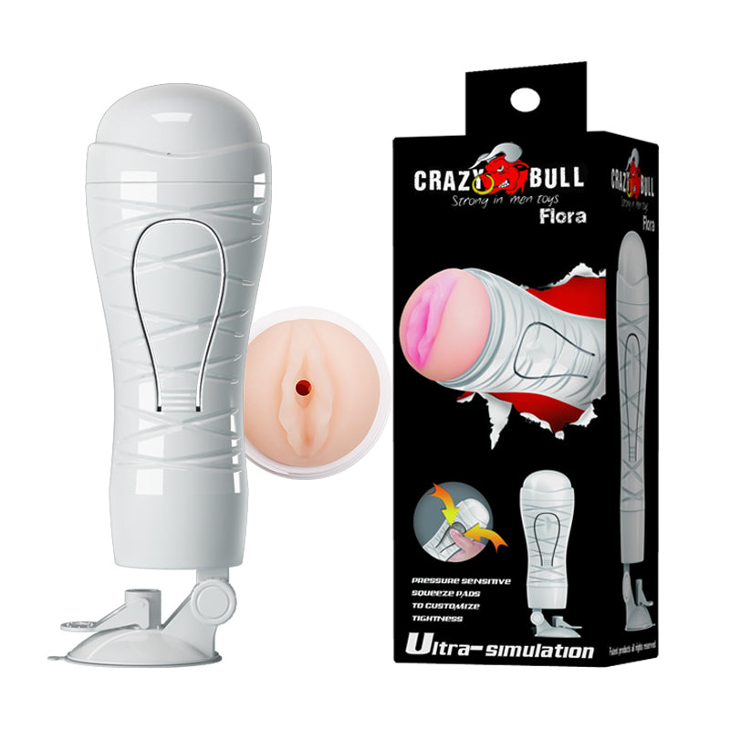 CRAZY BULL Flora Stroker -  Squeezable Vagina Stroker with Suction Base