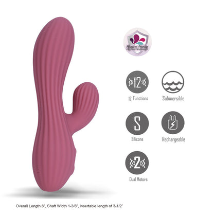 Maia SEDONA -  15.2 cm USB Rechargeable Dual Vibrator