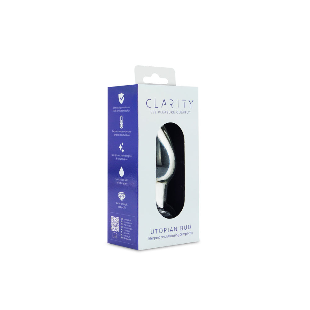 Clarity - Utopian Bud -  8.9 cm Glass Butt Plug