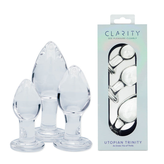 Clarity - Utopian Trinity -  Glass Butt Plugs - Set of 3 Sizes