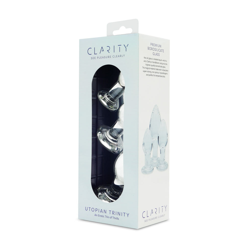 Clarity - Utopian Trinity -  Glass Butt Plugs - Set of 3 Sizes