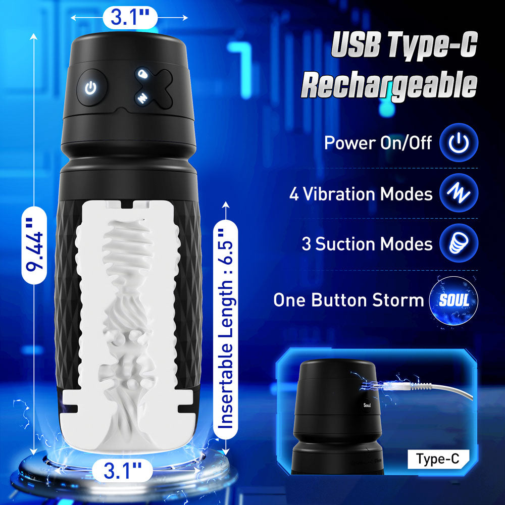 CyberSkin B-Warrior -  USB Rechargeable Sucking & Vibrating Auto Masturbator