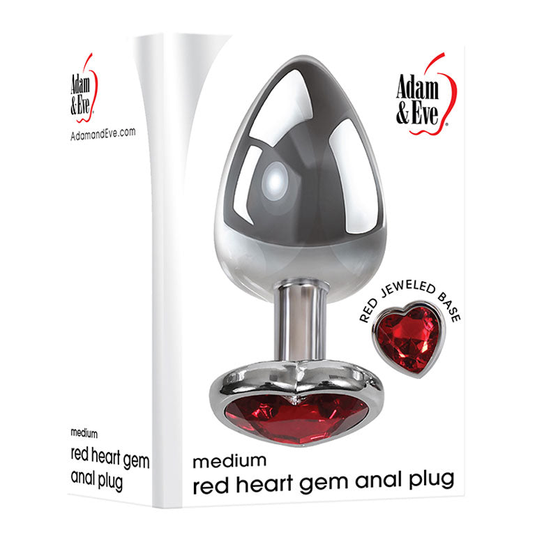 Adam & Eve Red Heart Gen Anal Plug - Medium