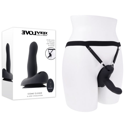 Evolved COME CLOSER -  USB Rechargeable Vibrating Strap-On with Remote