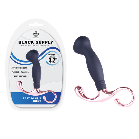 Black Supply - 9.4 cm Silicone Prostate Plug - Black 9.4 cm Silicone Prostate Plug