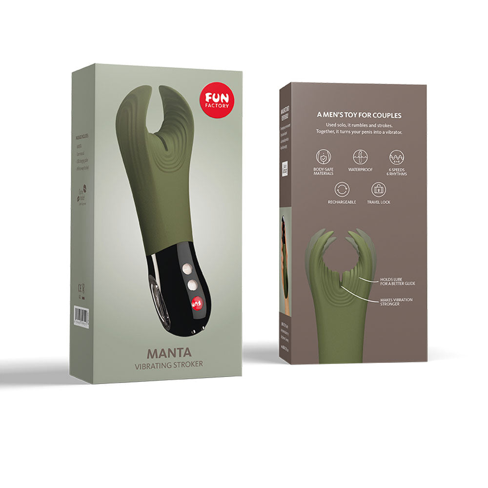 Fun Factory MANTA moss -black - Moss  18 cm USB Rechargeable Mens & Couples Vibrator