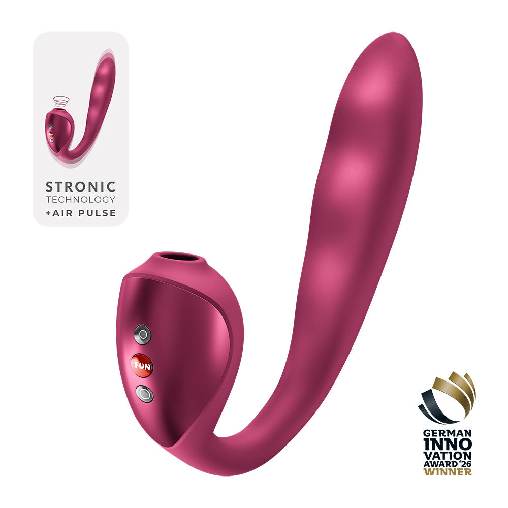 Fun Factory STRONIC PULSE ALLEGRO - Wine  USB-C Rechargeable Thrusting Vibrator with Air Pulse Stimulator