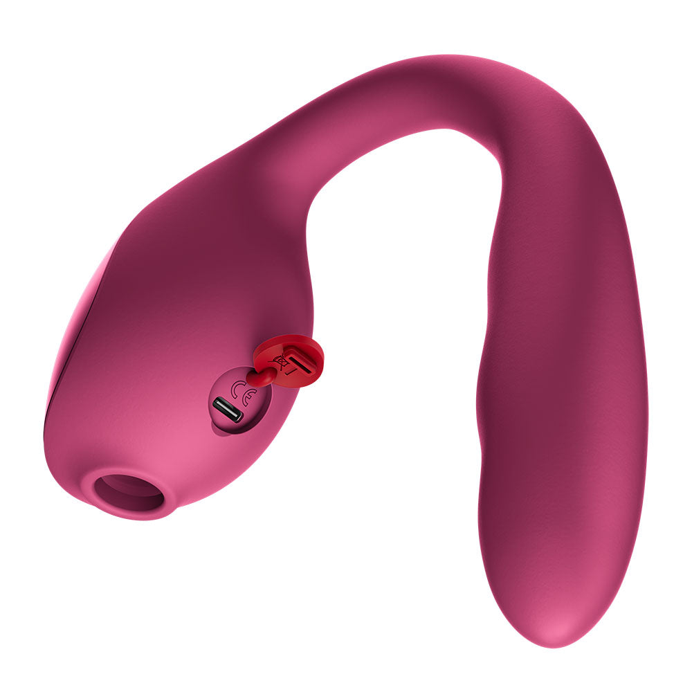 Fun Factory STRONIC PULSE ALLEGRO - Wine  USB-C Rechargeable Thrusting Vibrator with Air Pulse Stimulator