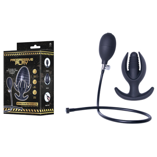 Progressive Play - Inflatable Silicone Anal Plug with Pump -  17 cm Inflatable Butt Plug