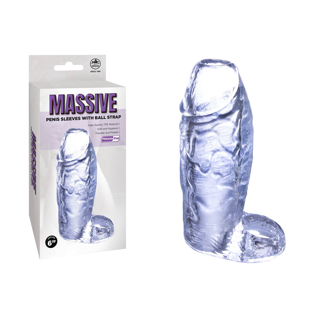 Massive Penis Sleeve with Ball Strap -  15.2 cm Penis Enlarger Sleeve