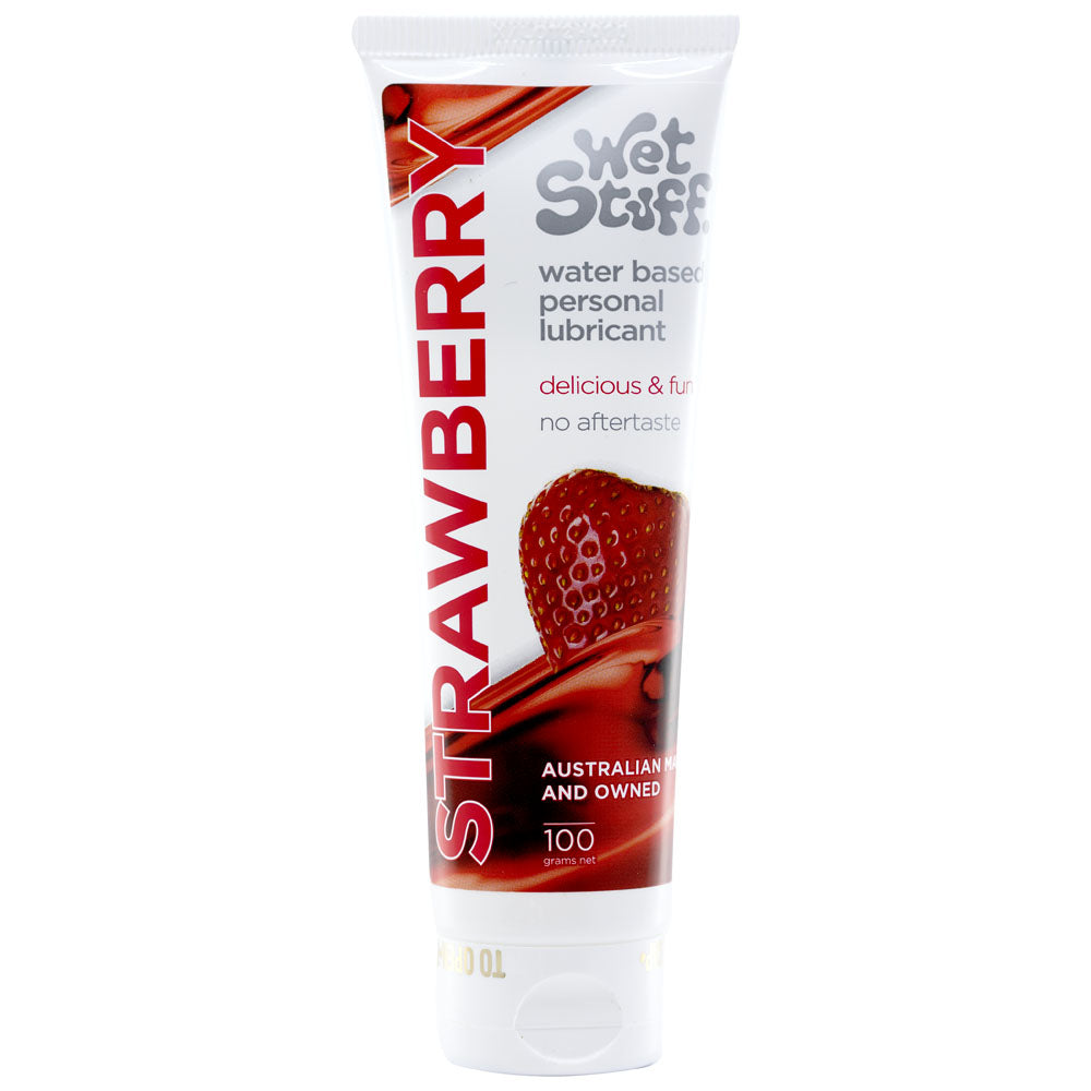 Wet Stuff Strawberry - 100g Tube - Strawberry Flavoured Water Based Lubricant - 100 gram Tube